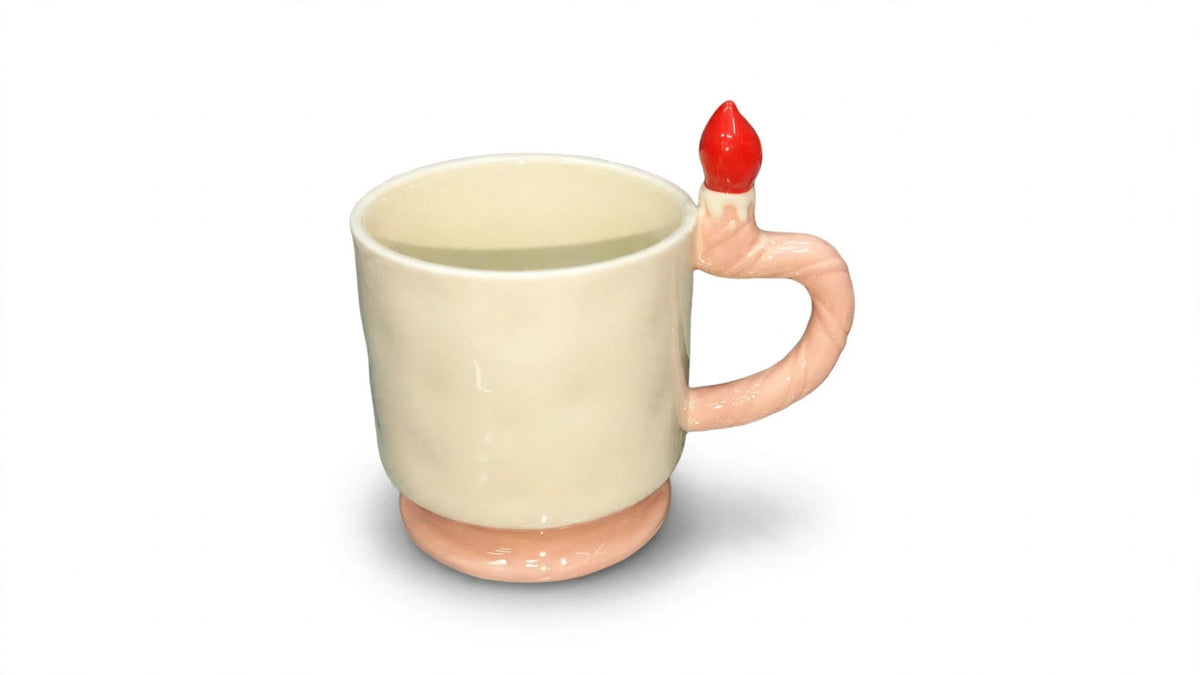 Birthday Candle Chunky Pedestal Mug - Cream & Pink