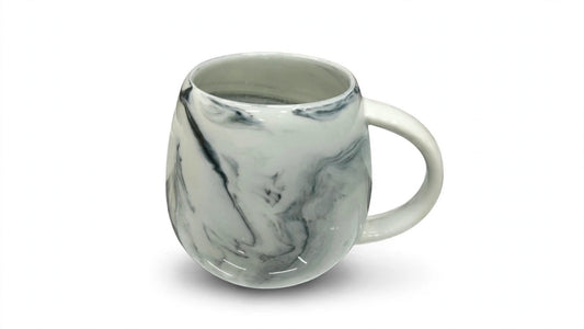 Marble Swirl Chunky Barrel Mug - Grey &amp; White