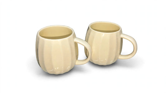 Ribbed Barrel Ceramic Mug - Cream